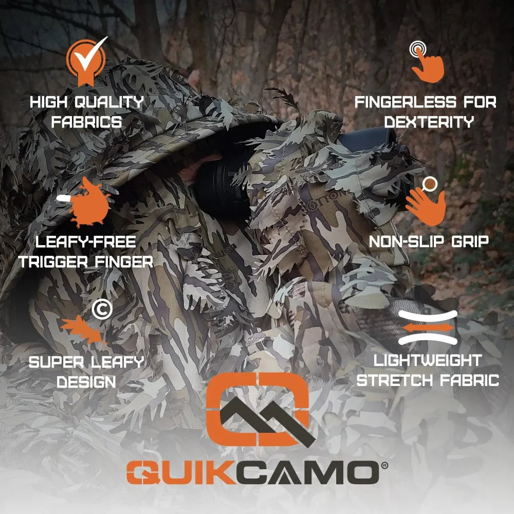 Leafy Camo Gloves (Fingerless or Touchscreen Tips)