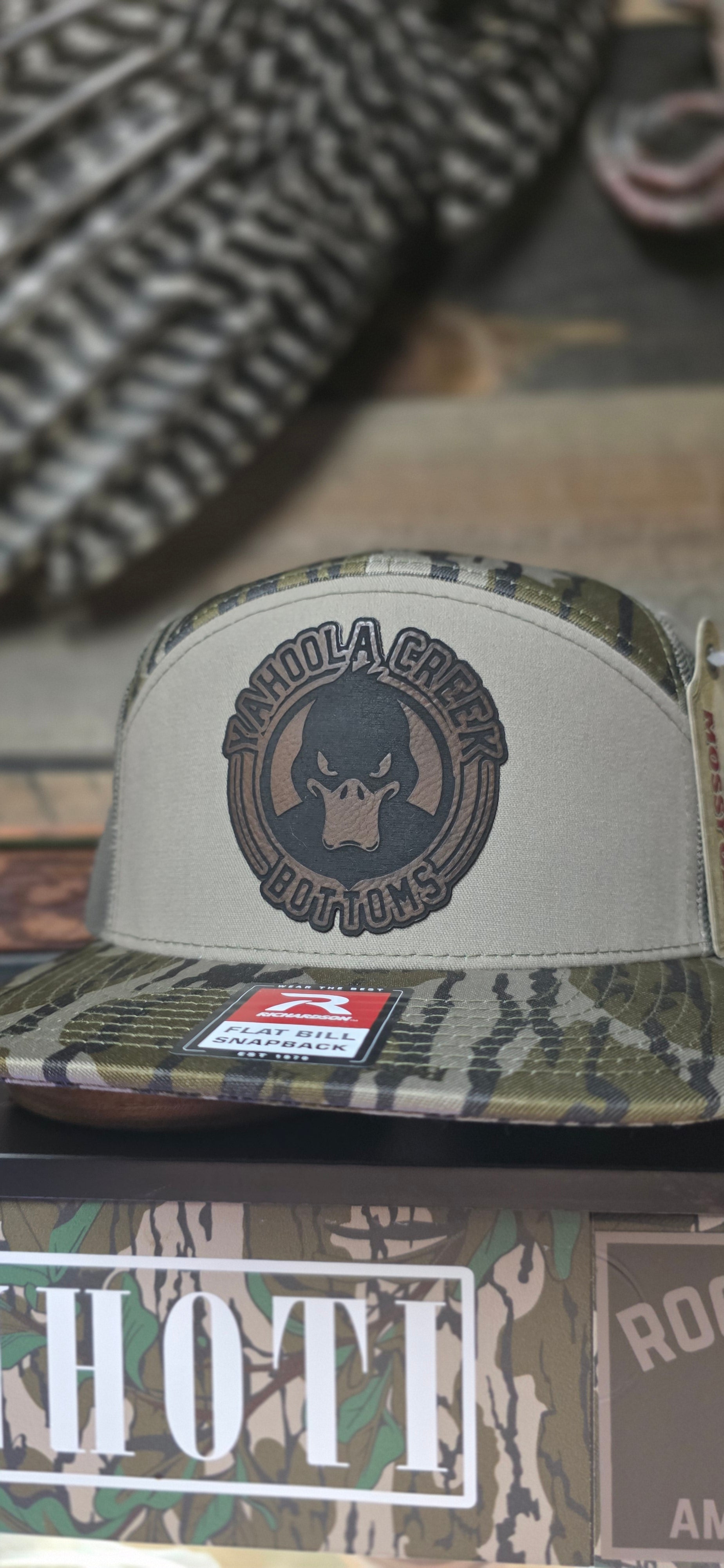 Mossyoak Bottomland 7 panel YCB Duck logo hat