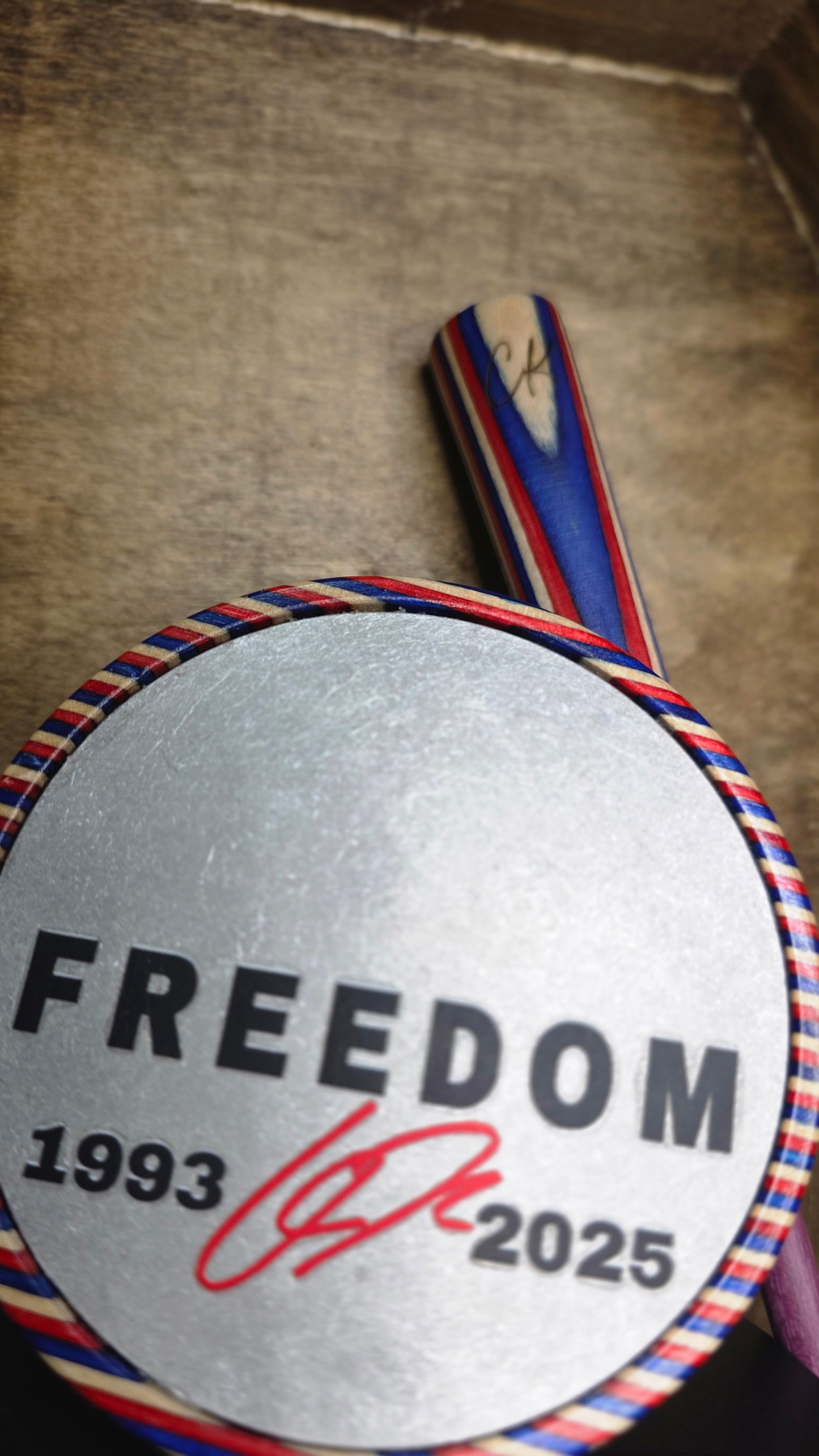 "CK"Edition Red white and Blue Laminate pot. Aluminum over Copper