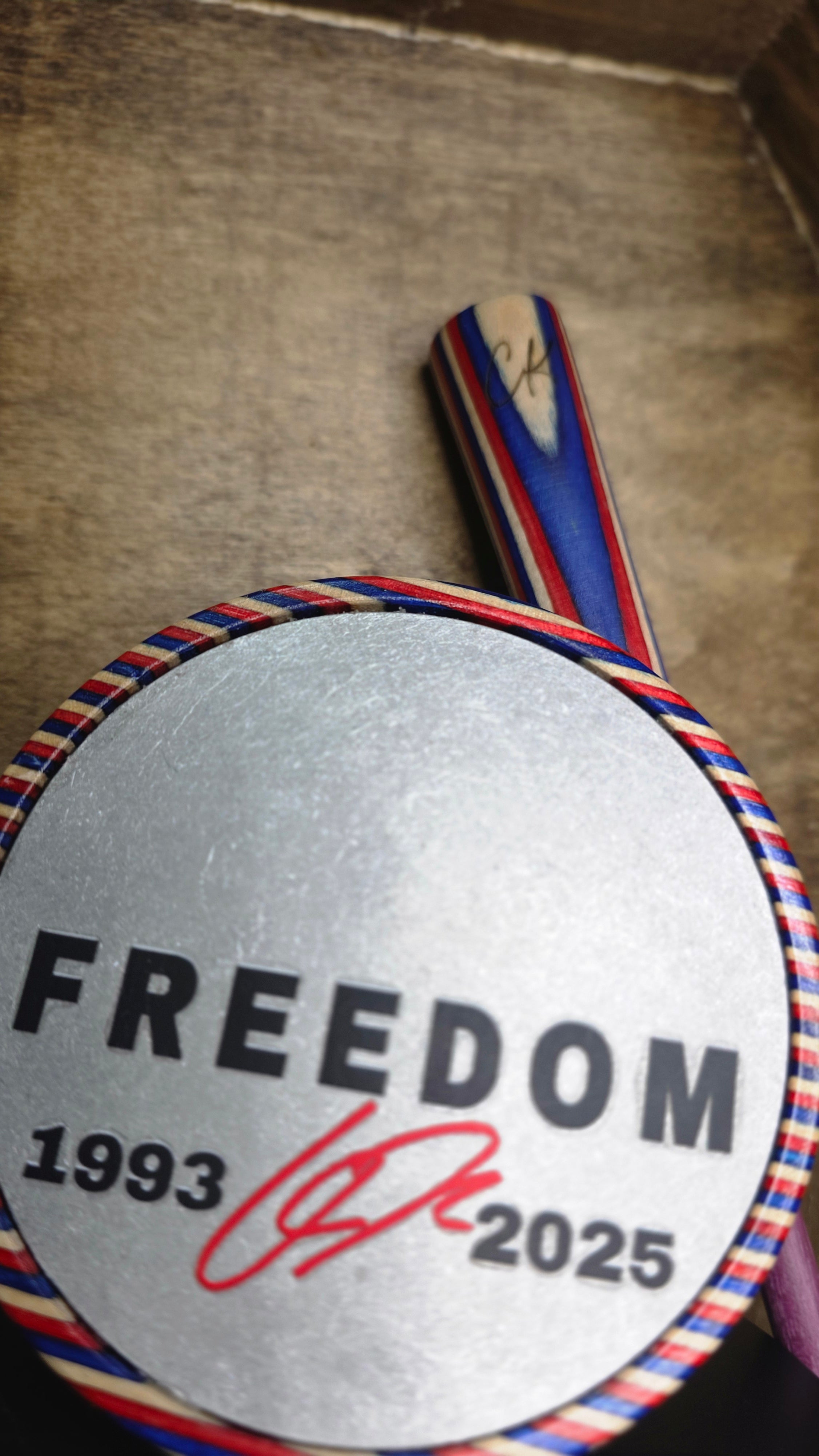 "CK"Edition Red white and Blue Laminate pot. Aluminum over Copper