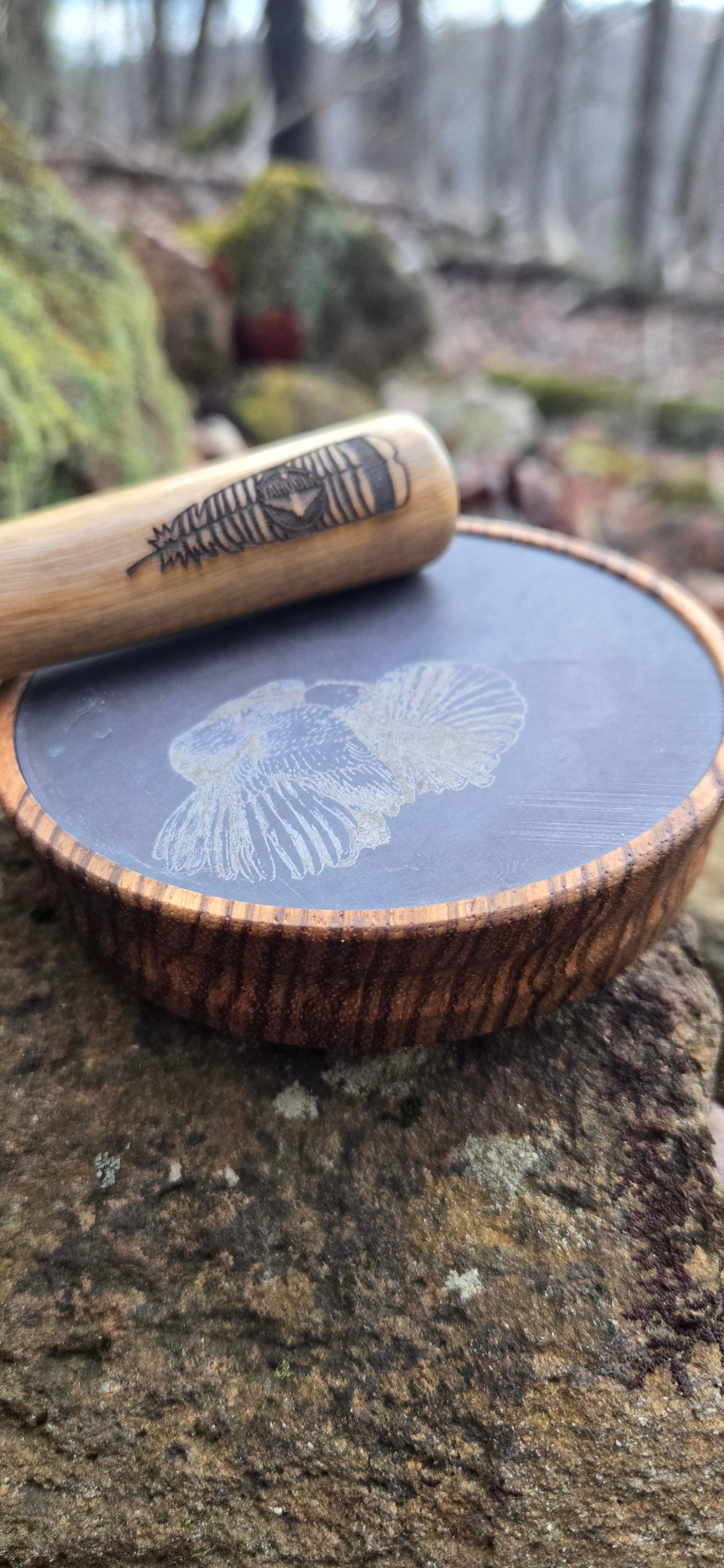 3.5" Zebrawood Pot slate over glass