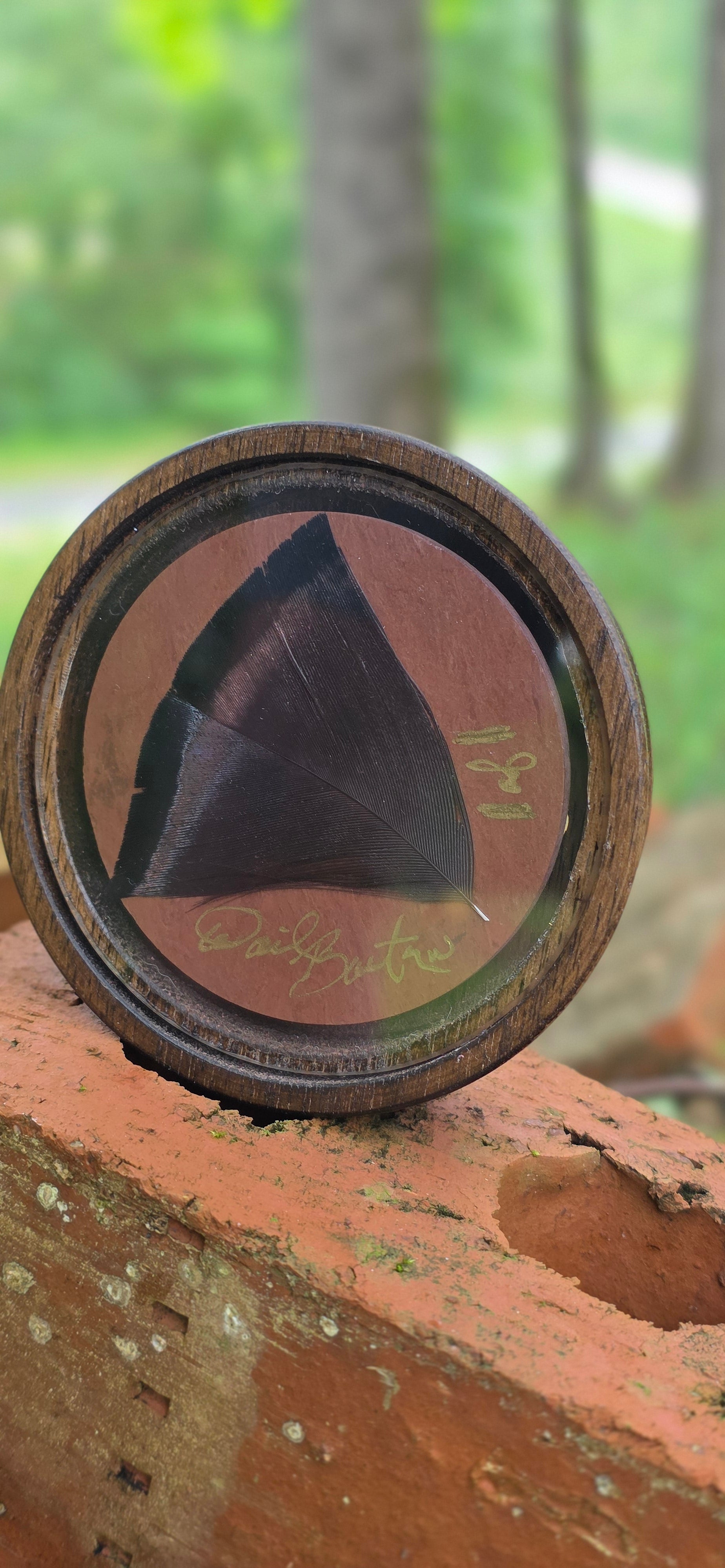 3" Dark Walnut Crystal over Red slate