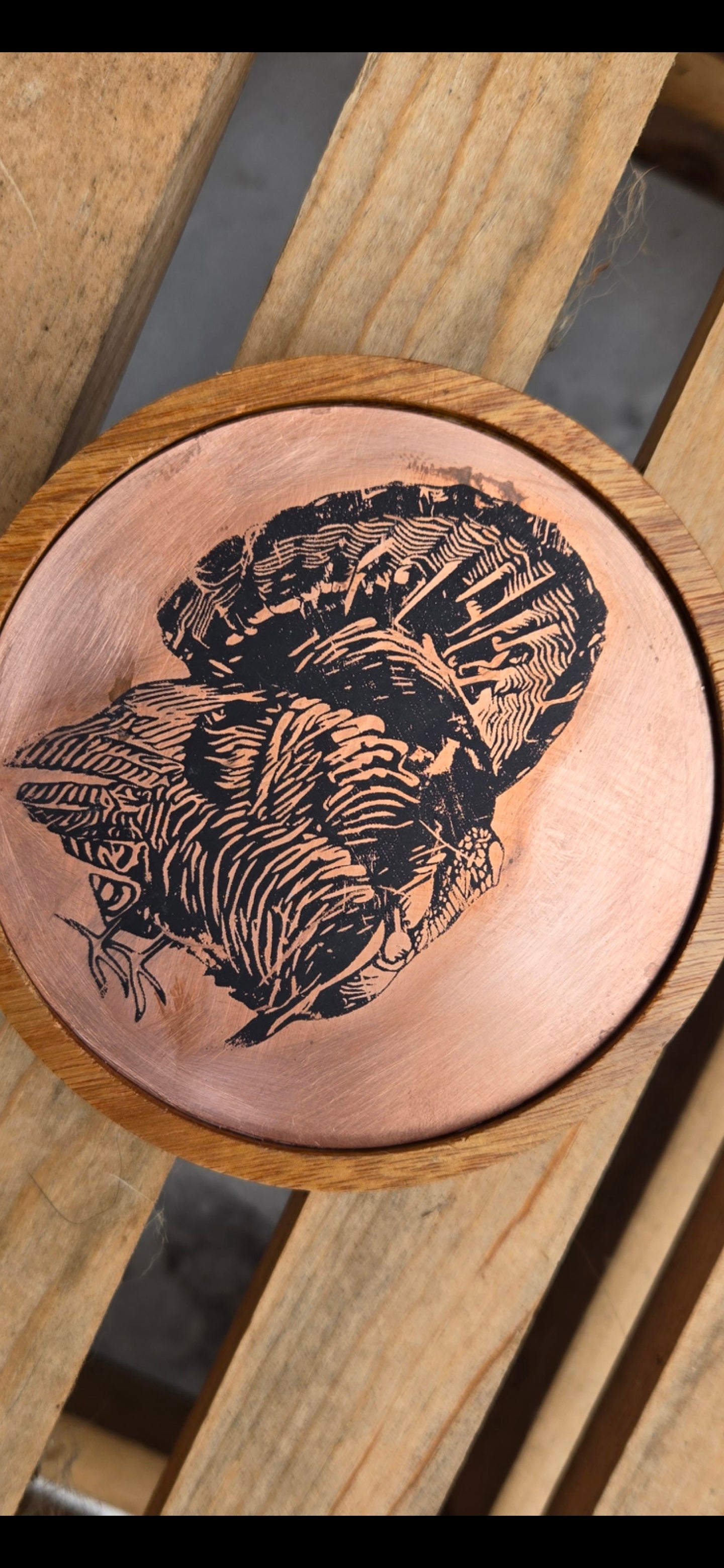 3.5" Etched Copper Gobbler white oak