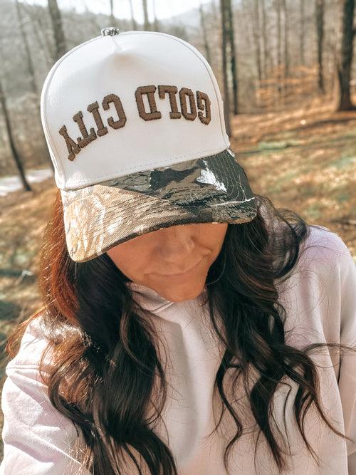"GOLD CITY" camo 5 panel Hat