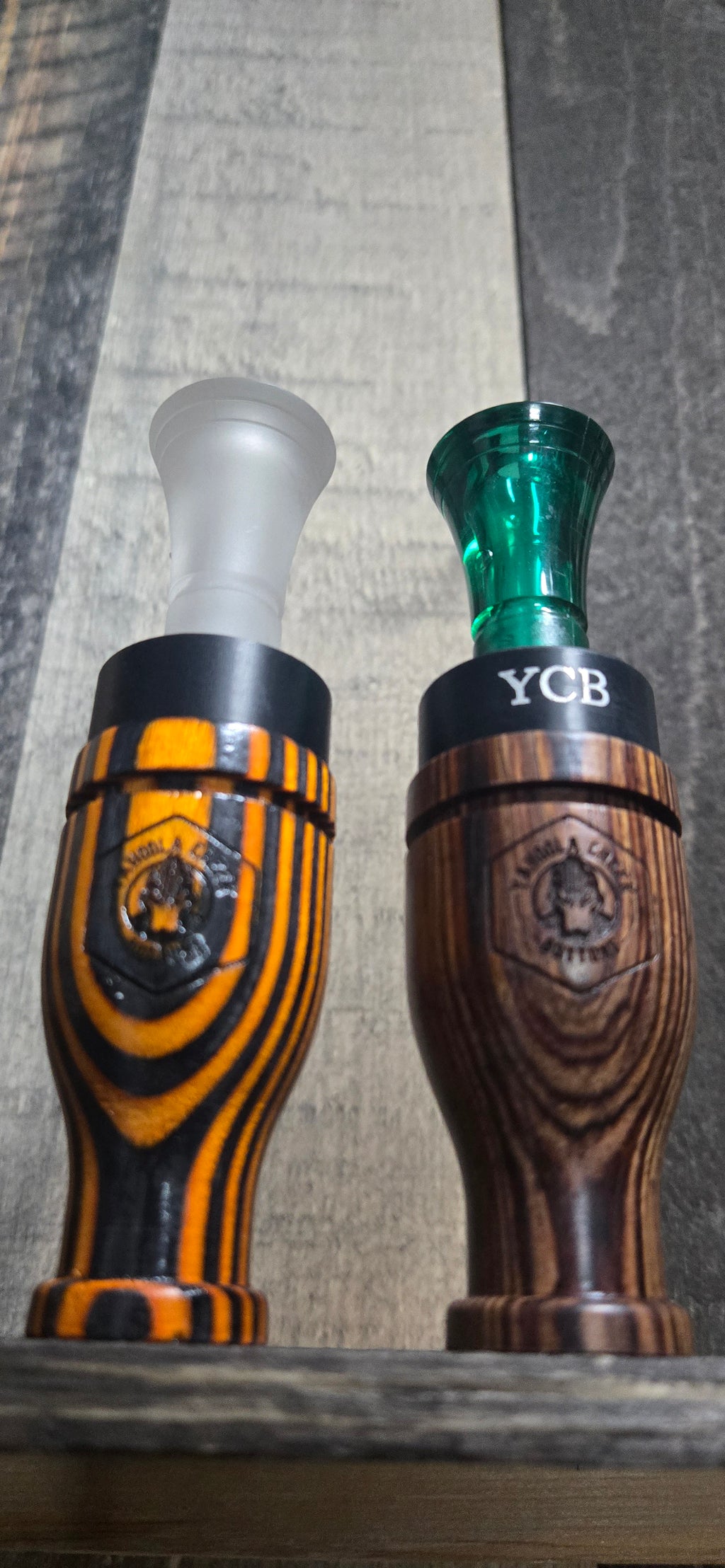 Orange and black duck call