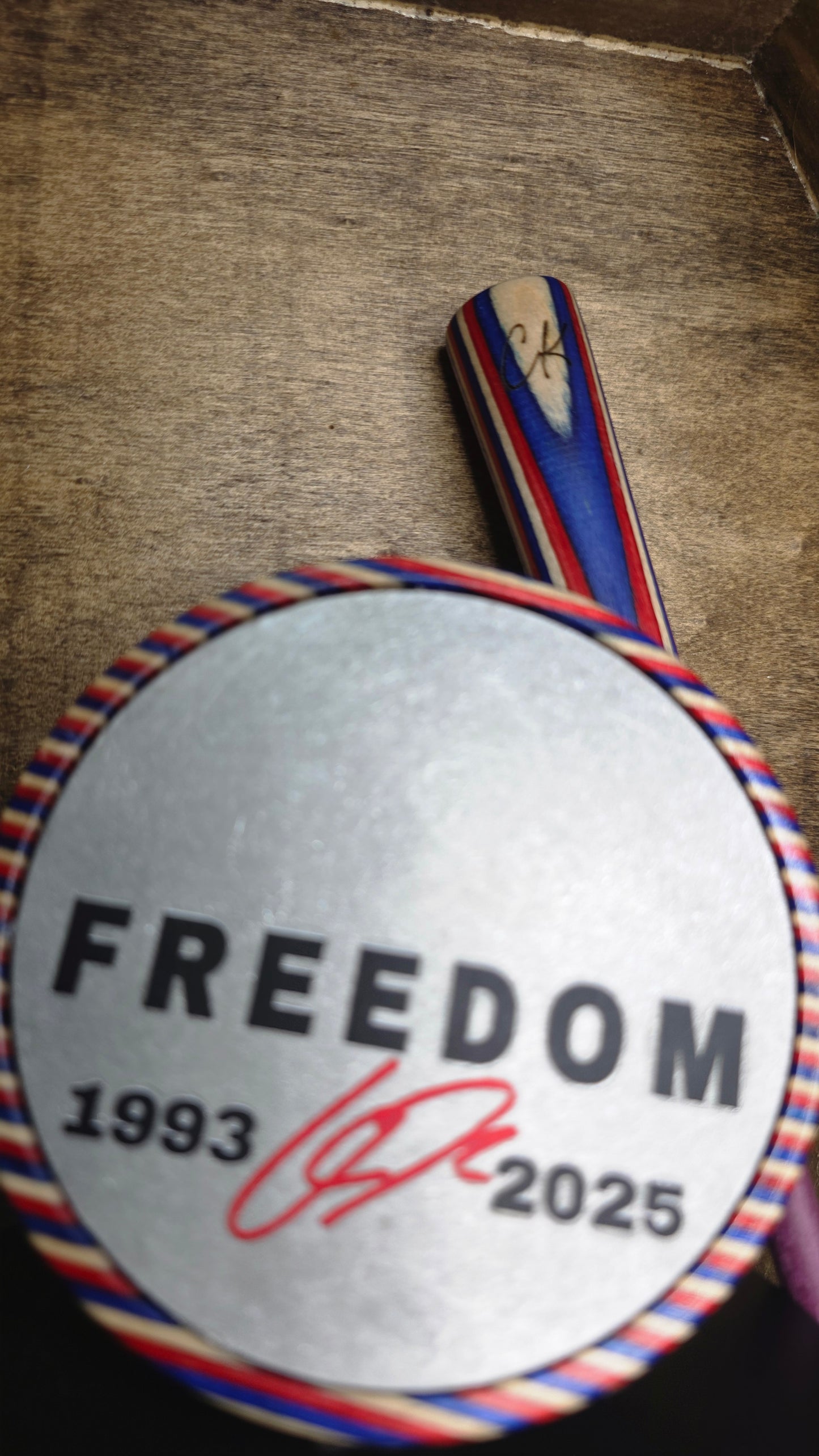 "CK"Edition Red white and Blue Laminate pot. Aluminum over Copper