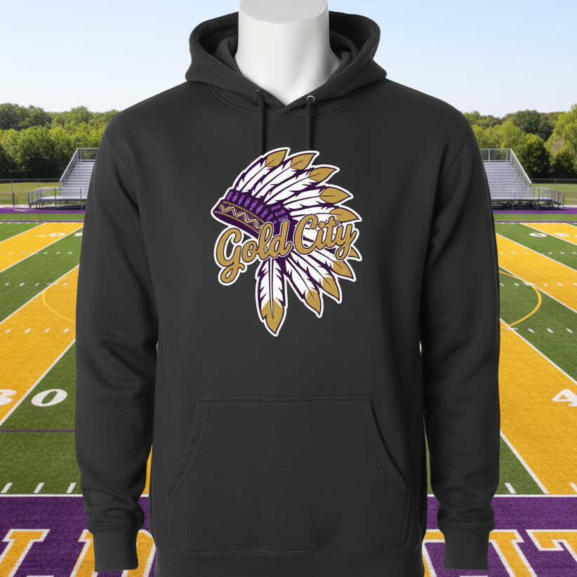 Gold City Indian Head dress Hoodie
