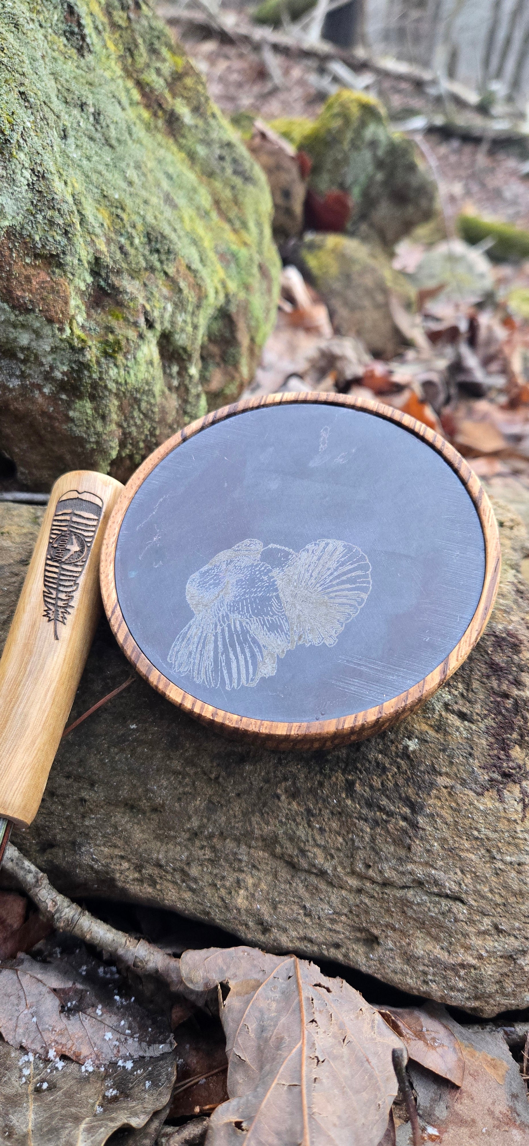 3.5" Zebrawood Pot slate over glass