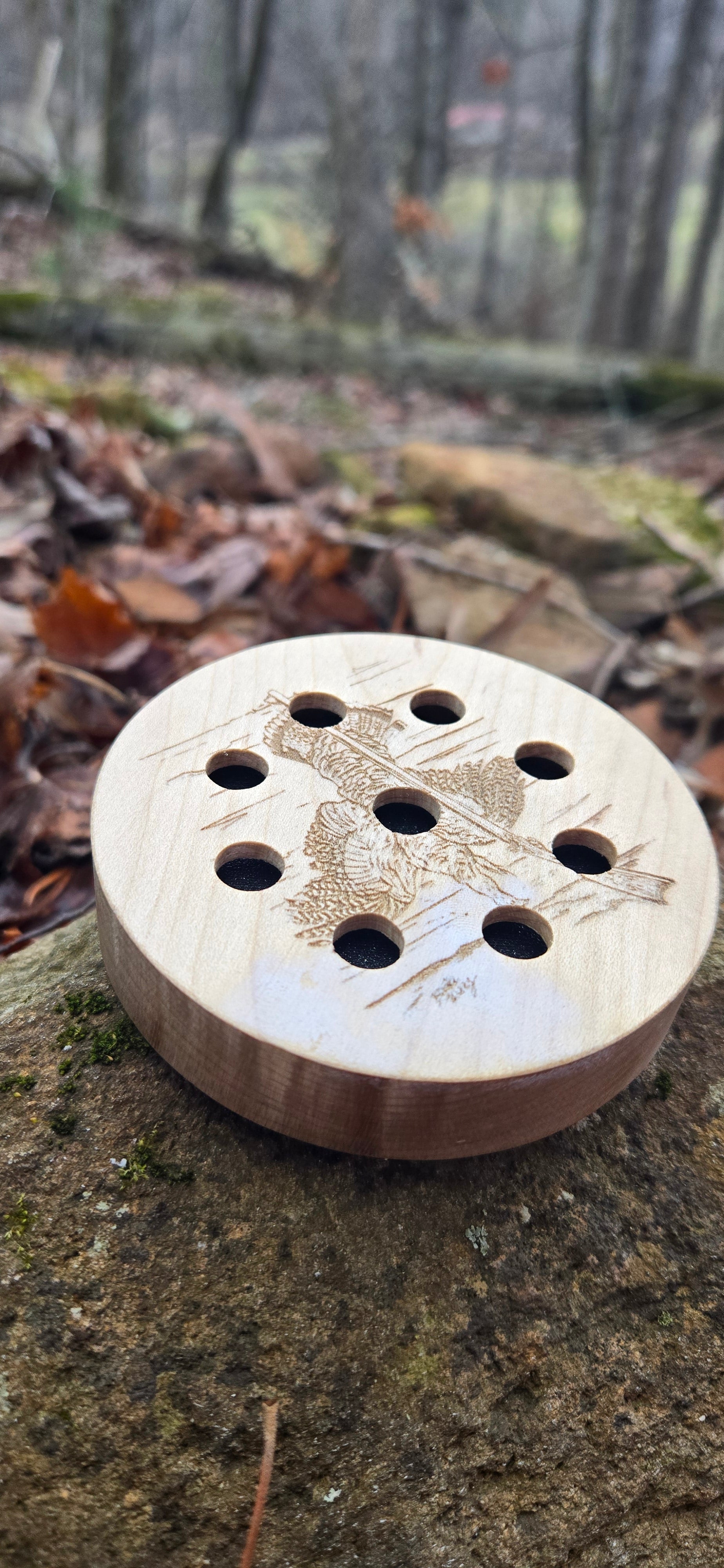 3" Maple Pot call Blasted Crystal over PLA